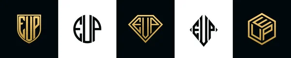 Initial Letters Eup Logo Designs Bundle Collection Incorporated Shield Diamond —  Vetores de Stock