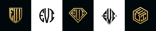Initial Letters Evi Logo Designs Bundle Collection Incorporated Shield Diamond —  Vetores de Stock
