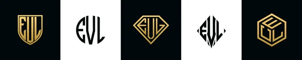 Initial Letters Evl Logo Designs Bundle Collection Incorporated Shield Diamond —  Vetores de Stock