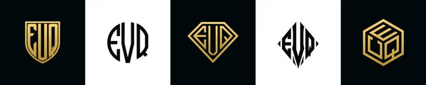 Initial Letters Evq Logo Designs Bundle Collection Incorporated Shield Diamond — Archivo Imágenes Vectoriales