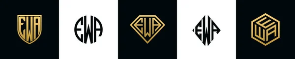 Initial Letters Ewa Logo Designs Bundle Collection Incorporated Shield Diamond — Stock Vector