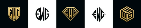 Lettere Iniziali Ewg Logo Disegni Bundle Questa Collezione Incorporata Con — Vettoriale Stock