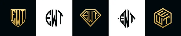 Initial Letters Ewt Logo Designs Bundle Collection Incorporated Shield Diamond — Image vectorielle