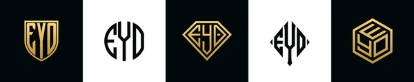 Initial Letters Eyo Logo Designs Bundle Collection Incorporated Shield Diamond — Archivo Imágenes Vectoriales