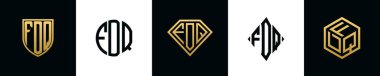 İlk harfler FDQ logosu Bundle dizayn eder. Bu koleksiyon kalkan, yuvarlak, elmas, dikdörtgen ve altıgen stil logoyla birleştirilmiştir. Vektör şablonu