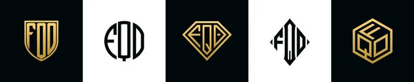 Initial Letters Fqo Logo Designs Bundle Collection Incorporated Shield Diamond — Vector de stock