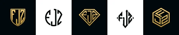 Initial Letters Fjz Logo Designs Bundle Collection Incorporated Shield Diamond — Vetor de Stock