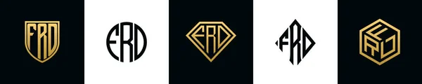 Initial Letters Frd Logo Designs Bundle Collection Incorporated Shield Diamond — 图库矢量图片