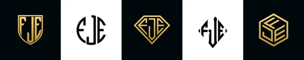 Anfangsbuchstaben Fje Logo Designs Bundle Diese Kollektion Mit Schild Rund — Stockvektor
