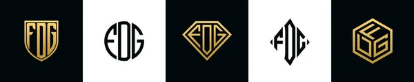 Initial Letters Fdg Logo Designs Bundle Collection Incorporated Shield Diamond — Stok Vektör