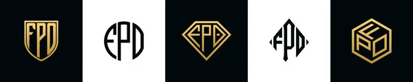 Initial Letters Fpo Logo Designs Bundle Collection Incorporated Shield Diamond — Stok Vektör