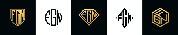 Αρχικά Γράμματα Fgn Λογότυπο Σχεδιάζει Bundle Αυτή Συλλογή Ενσωματώνεται Ασπίδα — Διανυσματικό Αρχείο