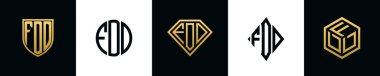 İlk harfler FDD logosu Bundle dizayn eder. Bu koleksiyon kalkan, yuvarlak, elmas, dikdörtgen ve altıgen stil logoyla birleştirilmiştir. Vektör şablonu