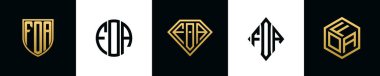 İlk harfler FOA logosu Bundle dizayn eder. Bu koleksiyon kalkan, yuvarlak, elmas, dikdörtgen ve altıgen stil logoyla birleştirilmiştir. Vektör şablonu