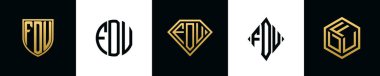 İlk harfler FDU logosu Bundle dizayn eder. Bu koleksiyon kalkan, yuvarlak, elmas, dikdörtgen ve altıgen stil logoyla birleştirilmiştir. Vektör şablonu