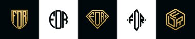 İlk harfler FDR logosu Bundle tasarlıyor. Bu koleksiyon kalkan, yuvarlak, elmas, dikdörtgen ve altıgen stil logoyla birleştirilmiştir. Vektör şablonu