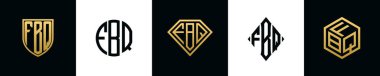 İlk harfler FBQ logosu Bundle dizayn eder. Bu koleksiyon kalkan, yuvarlak, elmas, dikdörtgen ve altıgen stil logoyla birleştirilmiştir. Vektör şablonu