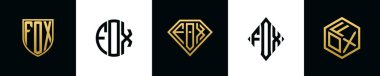 İlk harfler FOX logosu Bundle dizayn eder. Bu koleksiyon kalkan, yuvarlak, elmas, dikdörtgen ve altıgen stil logoyla birleştirilmiştir. Vektör şablonu