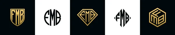 Initial Letters Fmb Logo Designs Bundle Collection Incorporated Shield Diamond — Wektor stockowy