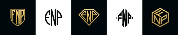 Initial Letters Fnp Logo Designs Bundle Collection Incorporated Shield Diamond — Διανυσματικό Αρχείο