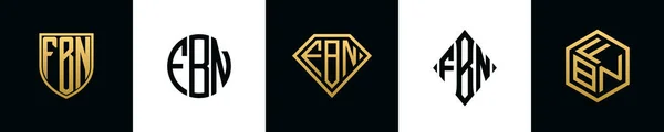 Початкові Букви Логотипу Fbn Bundle Колекція Включала Себе Щит Круглий — стоковий вектор