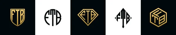 Initial Letters Ftb Logo Designs Bundle Collection Incorporated Shield Diamond — 스톡 벡터