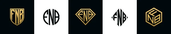 Initial Letters Fnb Logo Designs Bundle Collection Incorporated Shield Diamond —  Vetores de Stock