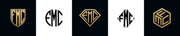 Initial Letters Fmc Logo Designs Bundle Collection Incorporated Shield Diamond — 스톡 벡터