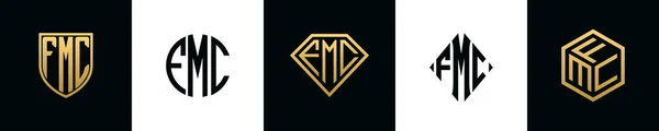 Initial Letters Fmc Logo Designs Bundle Collection Incorporated Shield Diamond — 图库矢量图片