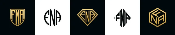 Initial Letters Fna Logo Designs Bundle Collection Incorporated Shield Diamond — Image vectorielle