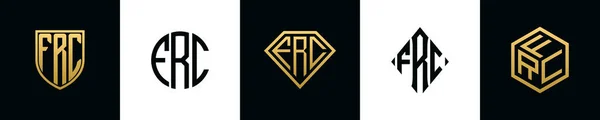 Initial Letters Frc Logo Designs Bundle Collection Incorporated Shield Diamond — 스톡 벡터