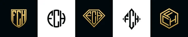 Letras Iniciais Fch Design Logotipo Pacote Esta Coleção Incorporada Com — Vetor de Stock