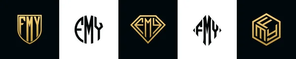 Początkowe Litery Projekty Logo Fmy Pakiet Kolekcja Zawiera Tarczę Okrągłe — Wektor stockowy