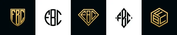 Initial Letters Fbc Logo Designs Bundle Collection Incorporated Shield Diamond — Stok Vektör