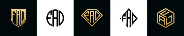 Initial Letters Fad Logo Designs Bundle Collection Incorporated Shield Diamond — Vetor de Stock