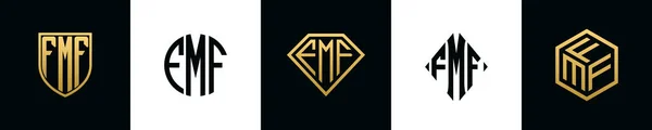 Initial Letters Fmf Logo Designs Bundle Collection Incorporated Shield Diamond — Archivo Imágenes Vectoriales