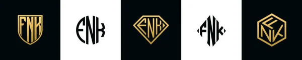 Initial Letters Fnk Logo Designs Bundle Collection Incorporated Shield Diamond — Image vectorielle