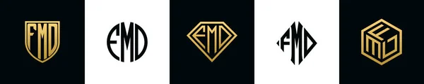 Initial Letters Fmd Logo Designs Bundle Collection Incorporated Shield Diamond — Vetor de Stock