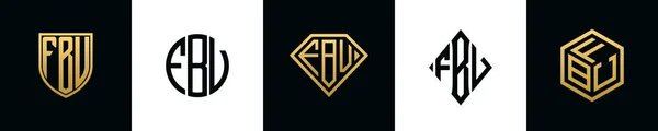 Initial Letters Fbv Logo Designs Bundle Collection Incorporated Shield Diamond — Διανυσματικό Αρχείο