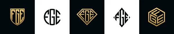 Lettere Iniziali Fge Logo Disegni Bundle Questa Collezione Incorporata Con — Vettoriale Stock