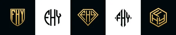 Initial Letters Fhy Logo Designs Bundle Collection Incorporated Shield Diamond —  Vetores de Stock