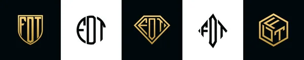 Initial Letters Fdt Logo Designs Bundle Collection Incorporated Shield Diamond — Vector de stock