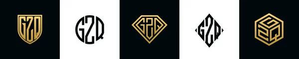Initial Letters Gzq Logo Designs Bundle Collection Incorporated Shield Diamond — Vetor de Stock