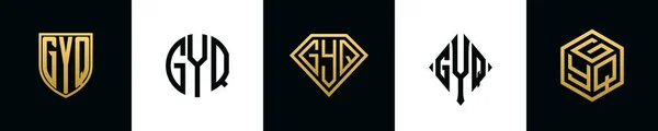 Initial Letters Gyq Logo Designs Bundle Collection Incorporated Shield Diamond — Vetor de Stock
