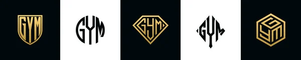 Initial Letters Gym Logo Designs Bundle Collection Incorporated Shield Diamond — Vetor de Stock