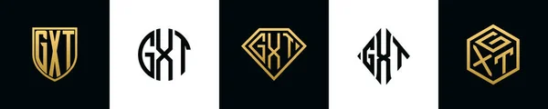 Initial Letters Gxt Logo Designs Bundle Collection Incorporated Shield Diamond — Vector de stock