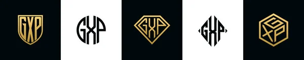 Initial Letters Gxp Logo Designs Bundle Collection Incorporated Shield Diamond — Vetor de Stock