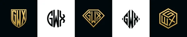 Αρχικά Γράμματα Gwx Λογότυπο Σχεδιάζει Bundle Αυτή Συλλογή Ενσωματώνεται Ασπίδα — Διανυσματικό Αρχείο
