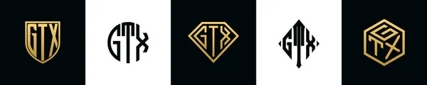 Initial Letters Gtx Logo Designs Bundle Collection Incorporated Shield Diamond — Vetor de Stock