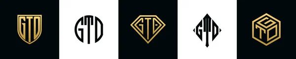 Initial Letters Gto Logo Designs Bundle Collection Incorporated Shield Diamond — Vector de stock